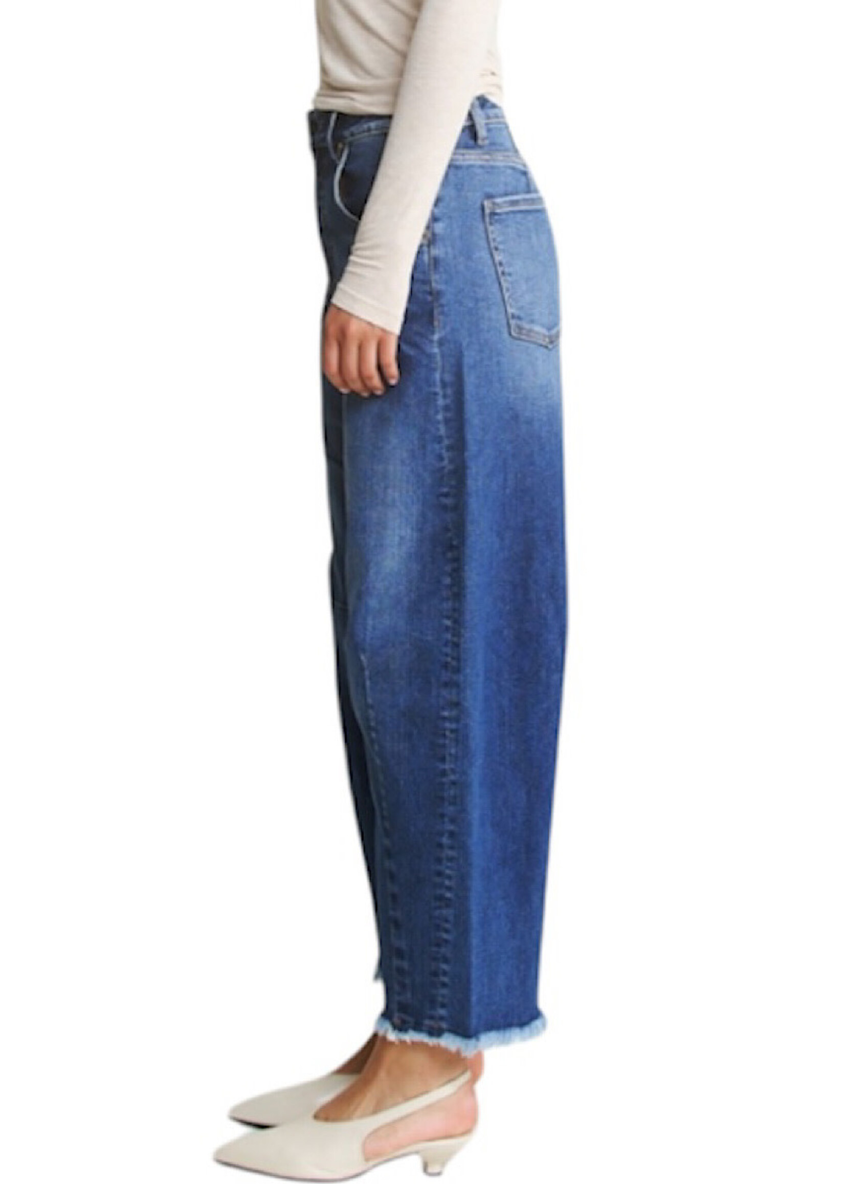 Mica Denim MICA MDP-W3237 Med Saphire Super High Distressed Ankle Barrel Leg