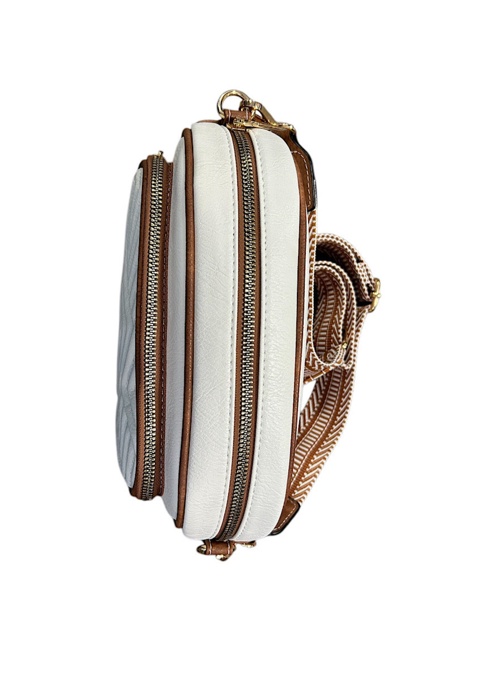 White/Brown Detailed White Crossbody Bag