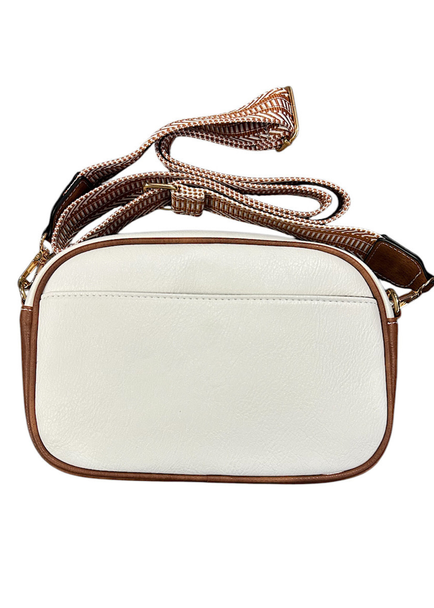 White/Brown Detailed White Crossbody Bag