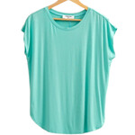Turquoise Dolman Sleeve Top with Round Neck
