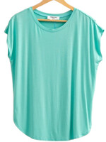 Turquoise Dolman Sleeve Top with Round Neck