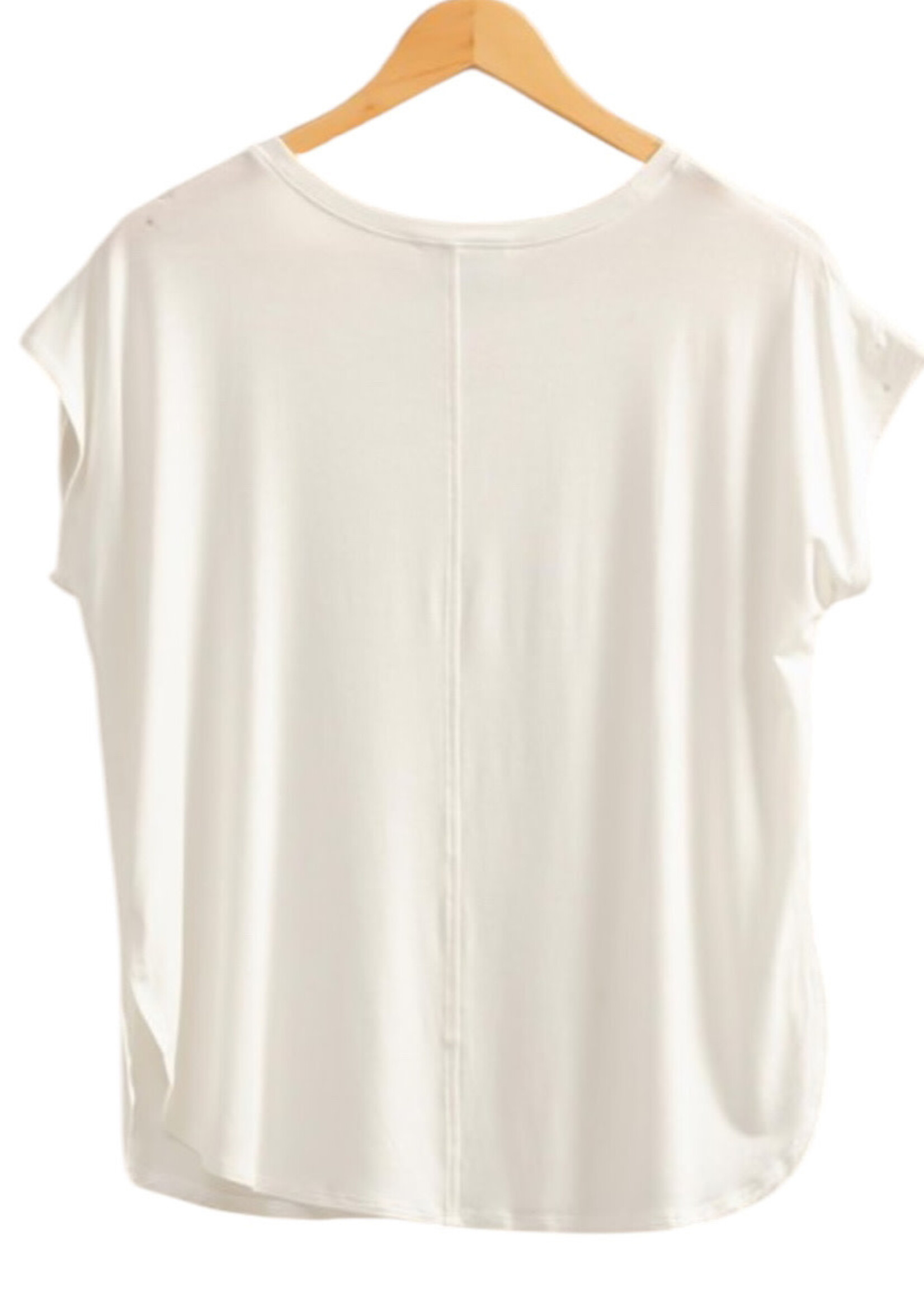 Off White Dolman Sleeve Top with Round Neck