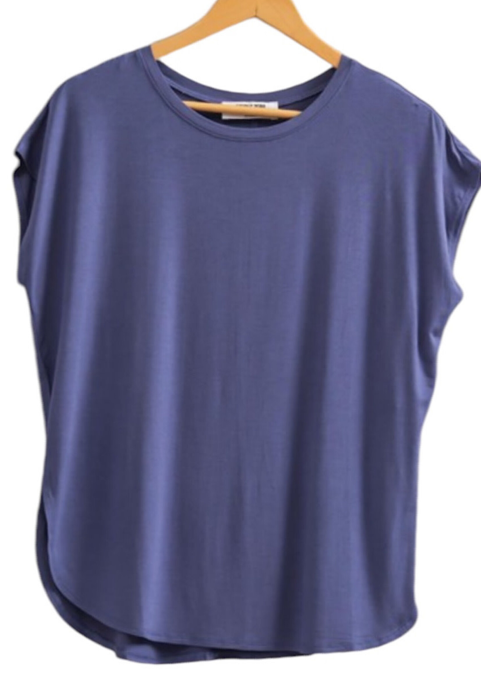 Dusty Indigo Dolman Sleeve Top with Round Neck
