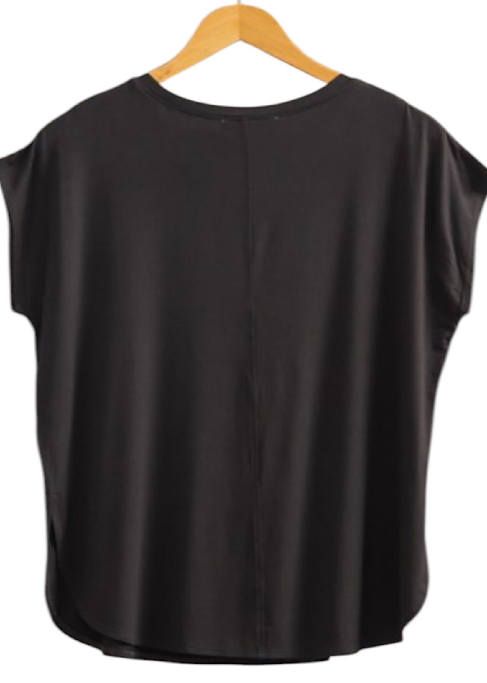 Black Dolman Sleeve Top with Round Neck