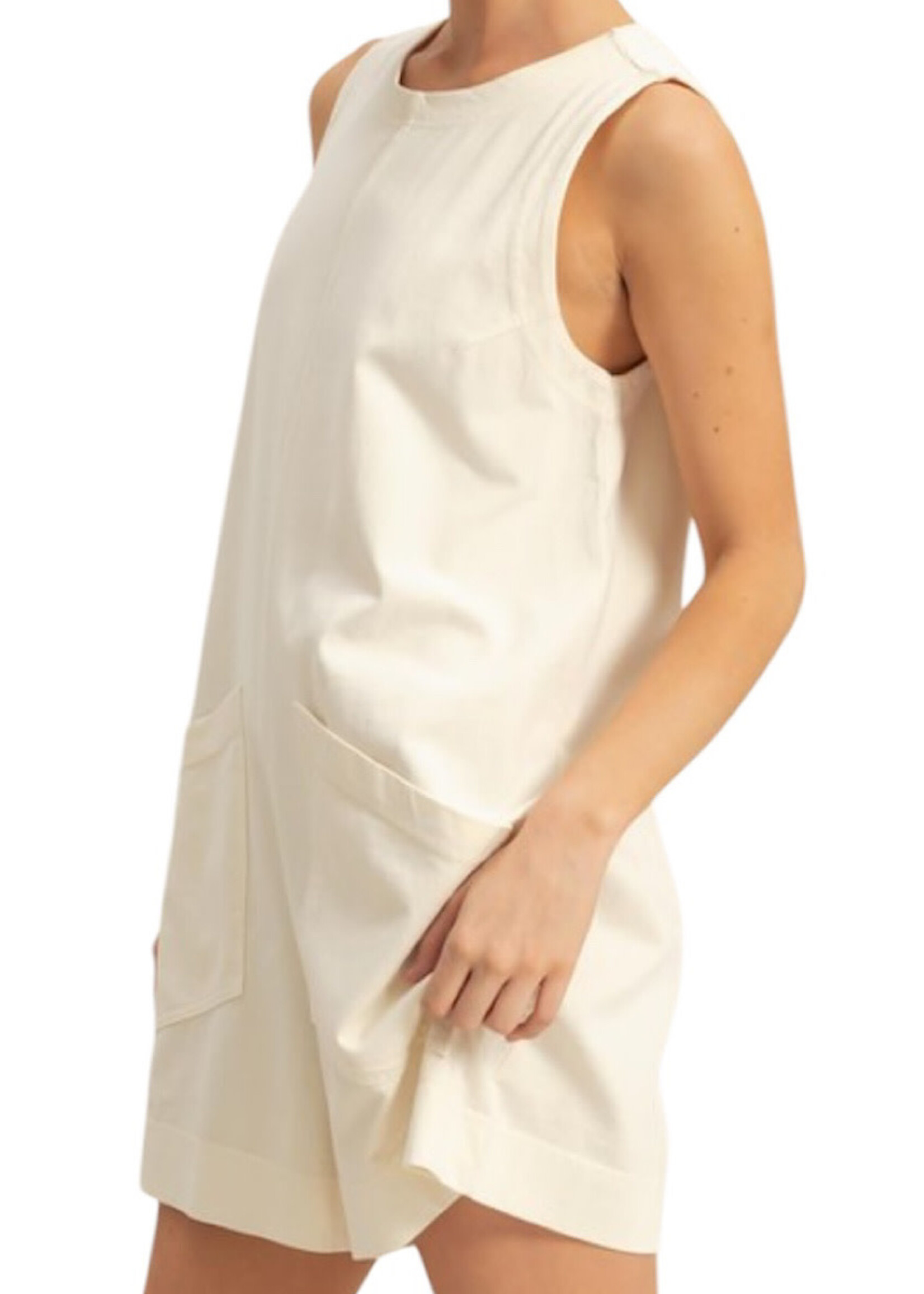 Alpaca Sleeveless Romper with Front Pockets