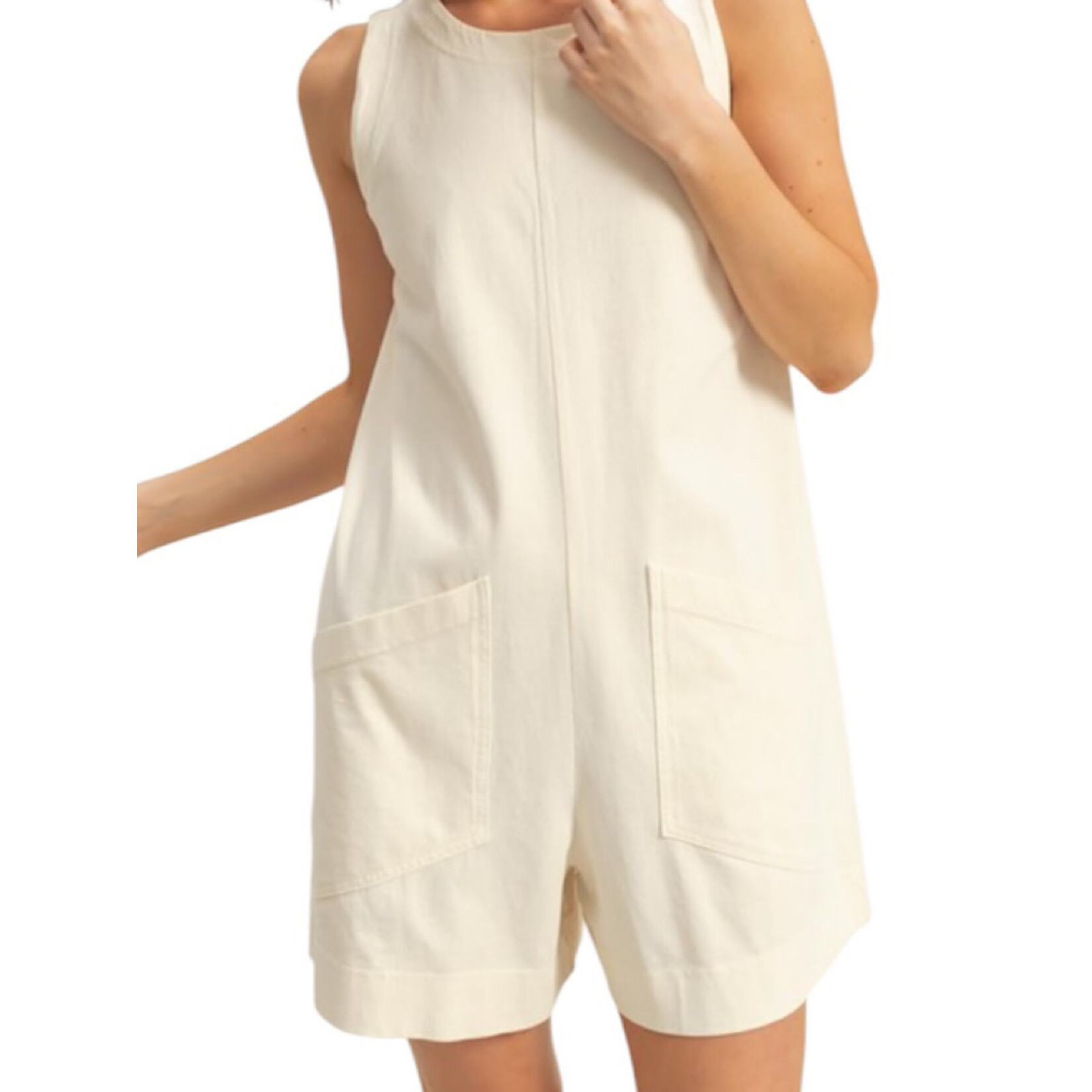 Alpaca Sleeveless Romper with Front Pockets