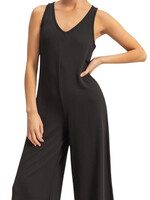 Black V-Neck Sleeveless Wide Leg Jumpsuit