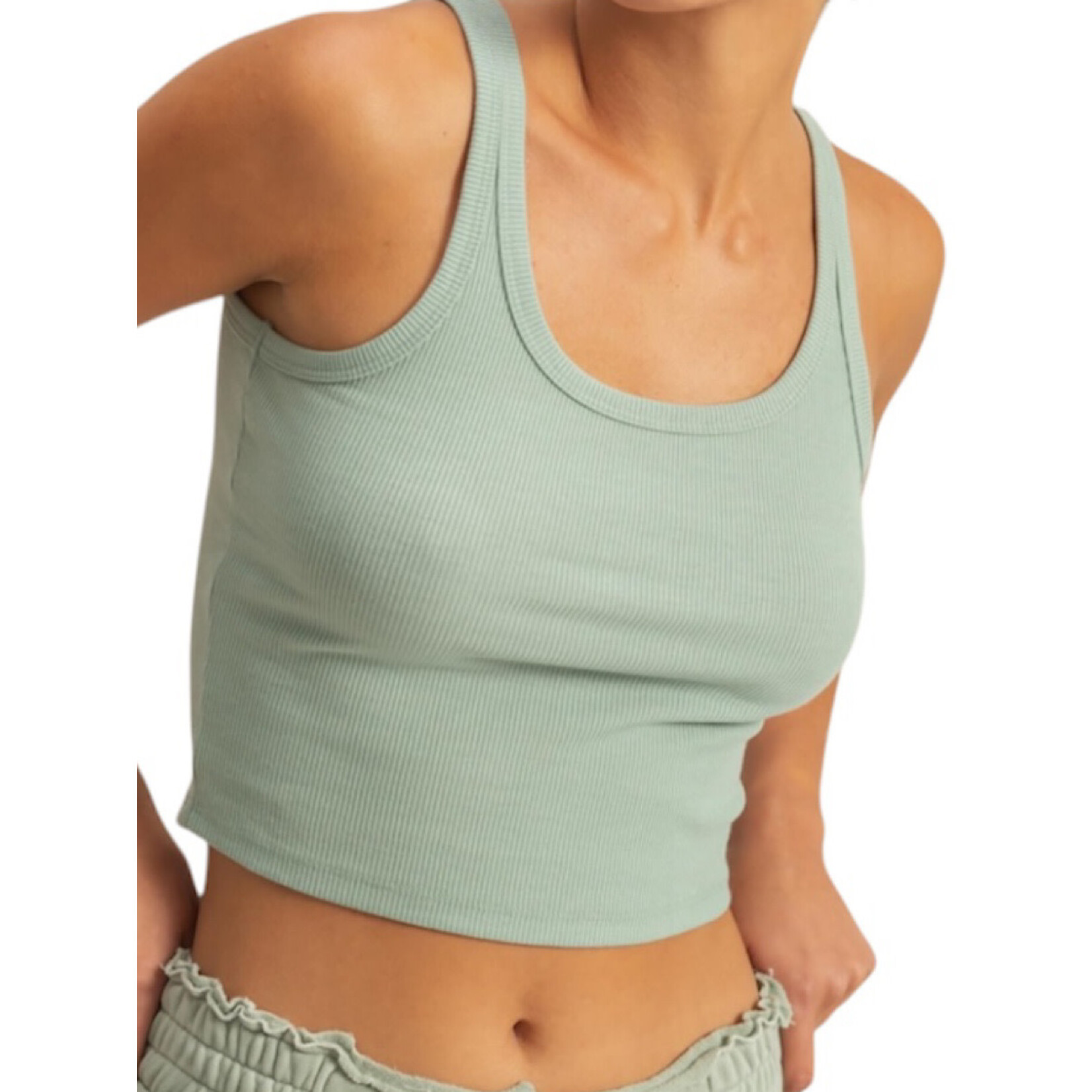 Sage Green Scoop Neck Bodycon Tank