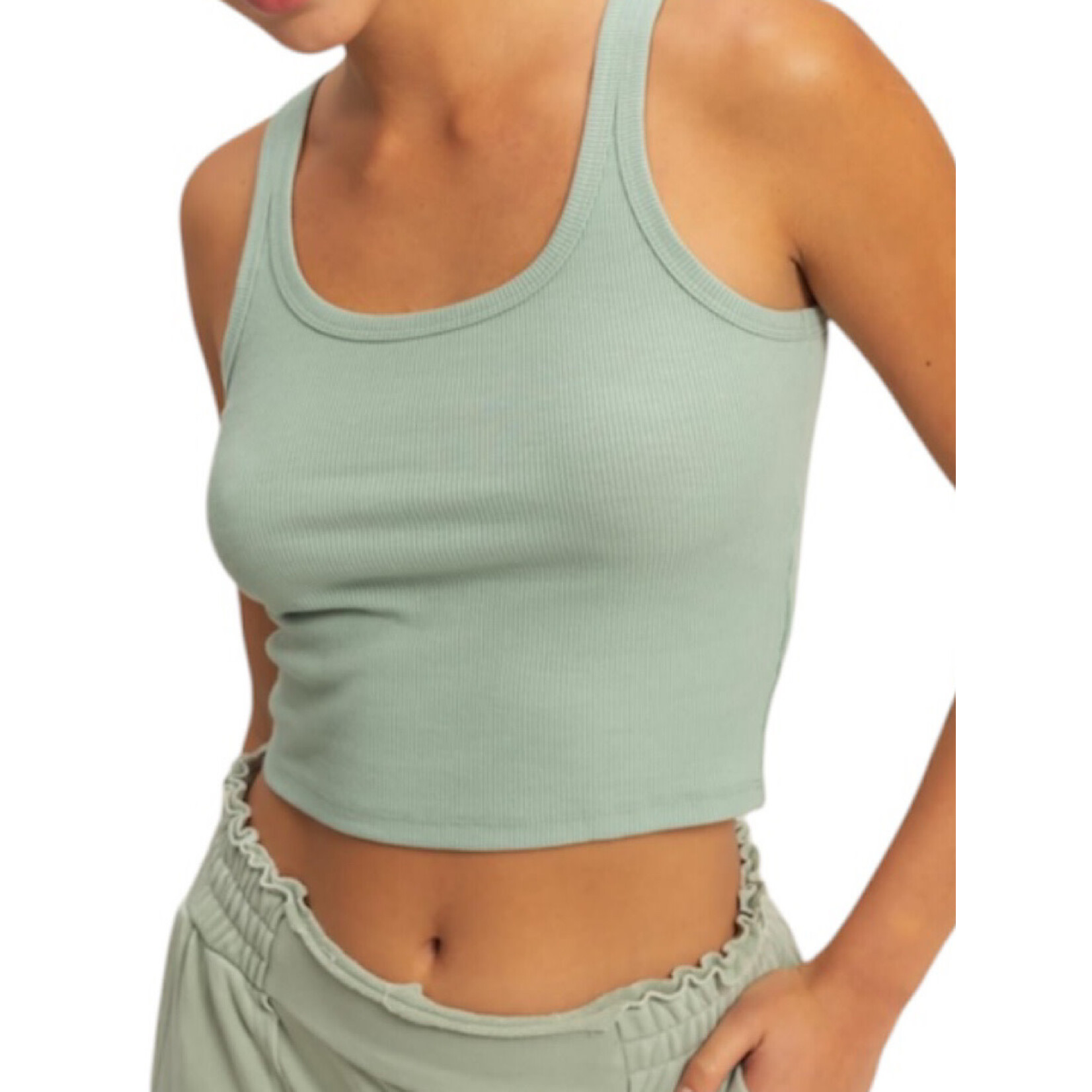 Sage Green Scoop Neck Bodycon Tank