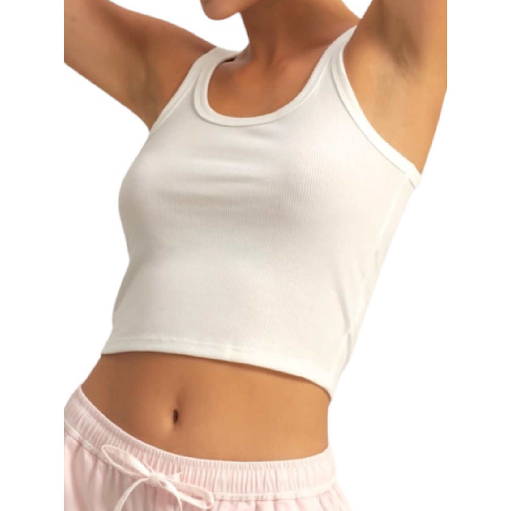 Off White Scoop Neck Bodycon Tank