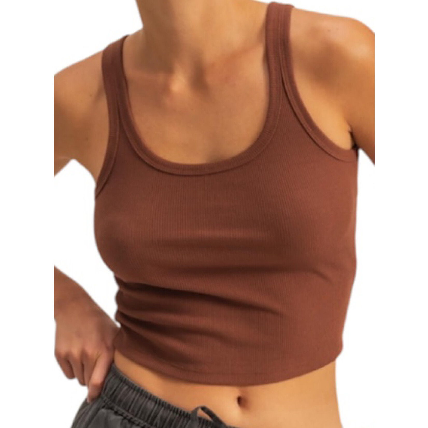 Chestnut Scoop Neck Bodycon Tank