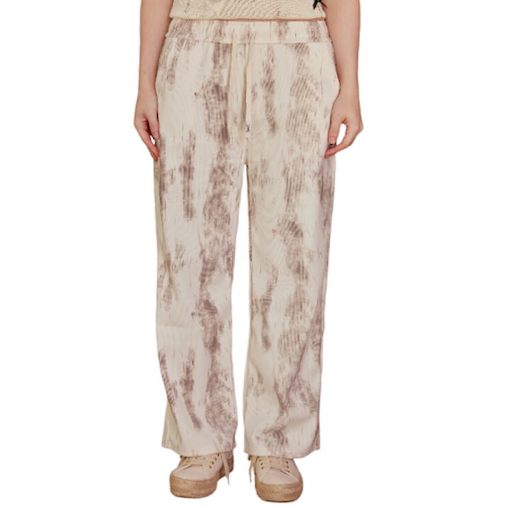 Multi Beige Dyed Pants with Elastic Waist