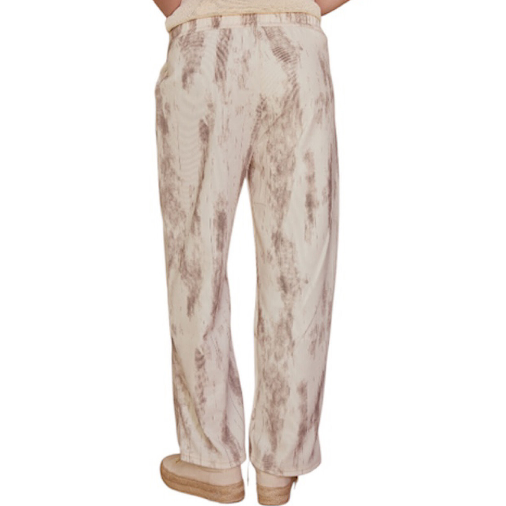 Multi Beige Dyed Pants with Elastic Waist
