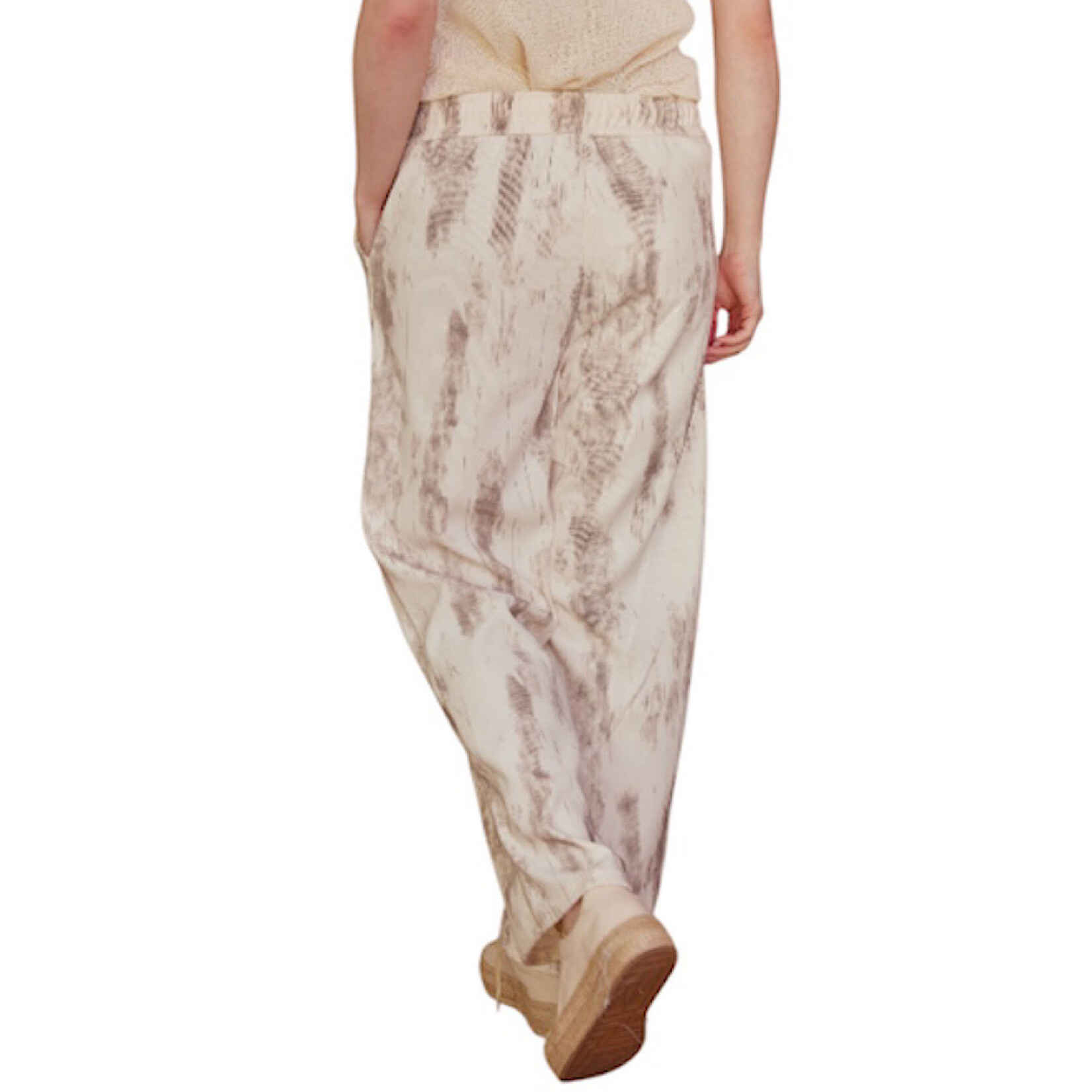 Multi Beige Dyed Pants with Elastic Waist