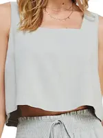 Cool Sage Soft Linen Square Neck Tank