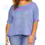 Plus Denim Blue Knit Short Sleeve Top