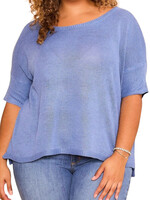 Plus Denim Blue Knit Short Sleeve Top