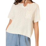 Oatmeal Light Knit Melange Short Sleeve Top