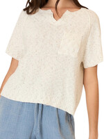 Oatmeal Light Knit Melange Short Sleeve Top