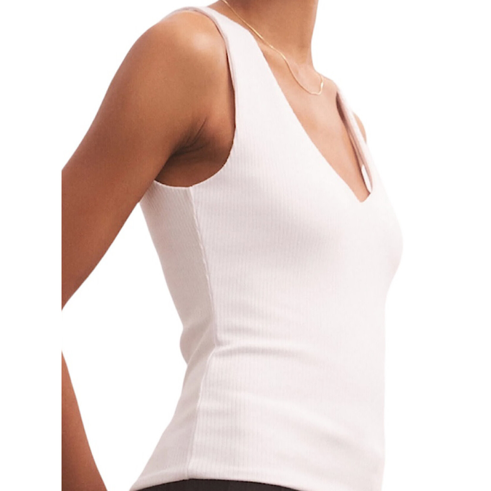 Z Supply Z Supply Avala V-Neck Rib Top White