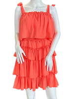 Coral Chiffon Ruffle Dress