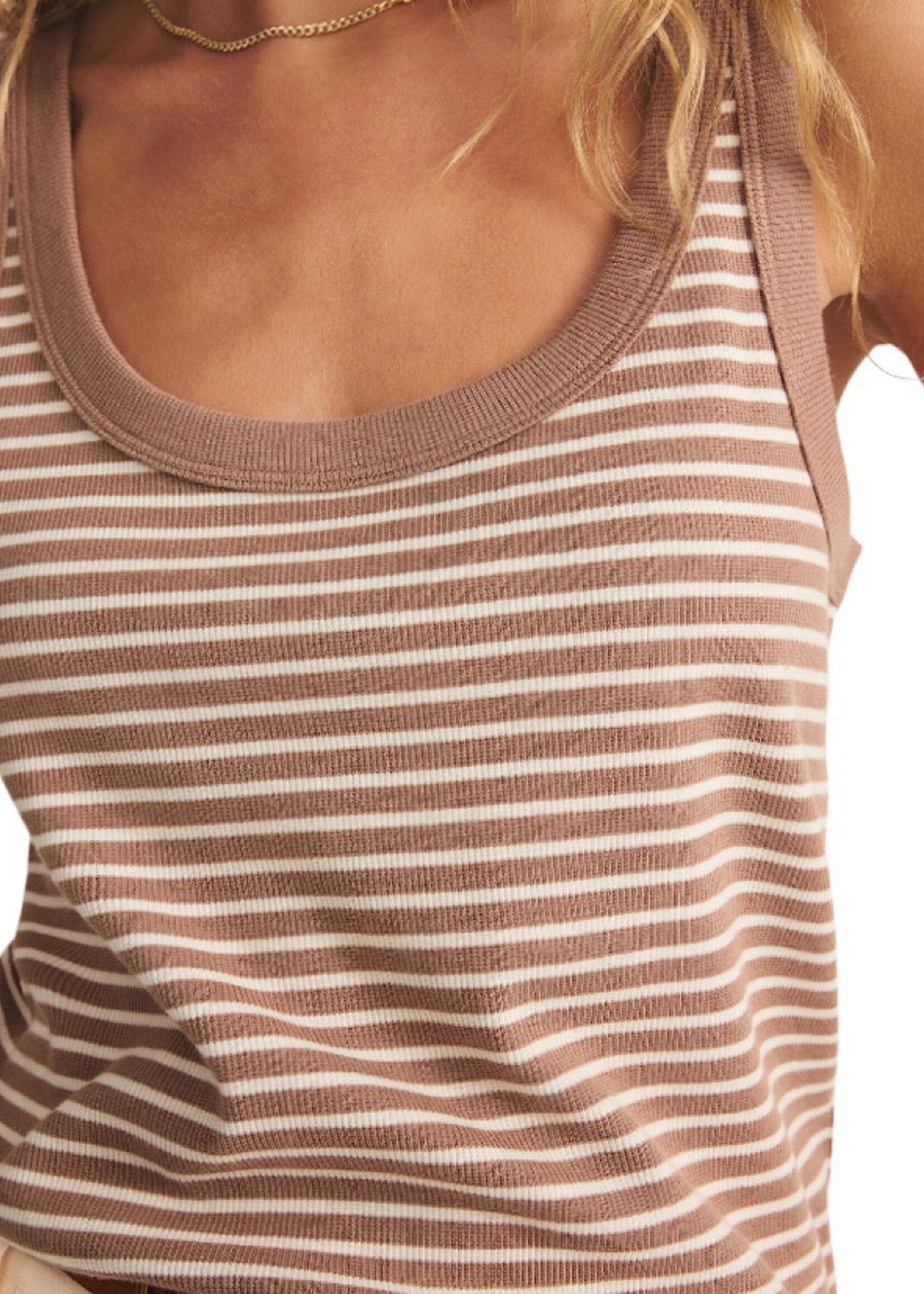 Z Supply Z Supply Elin Stripe Rib Tank Iced Coffee
