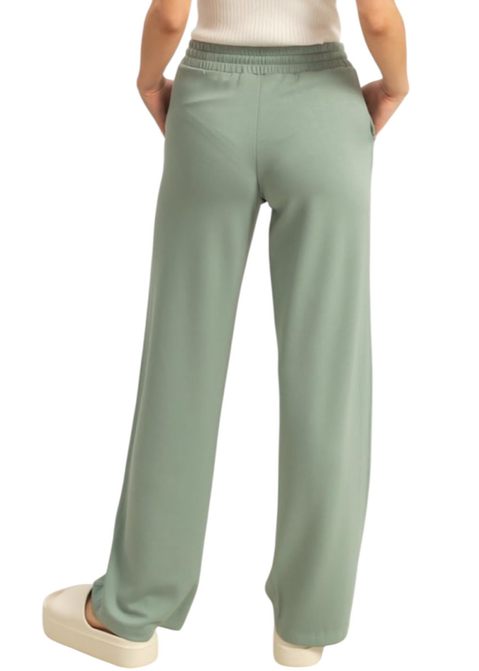 Sage Green H/W Straight Cut Drawstring Pants