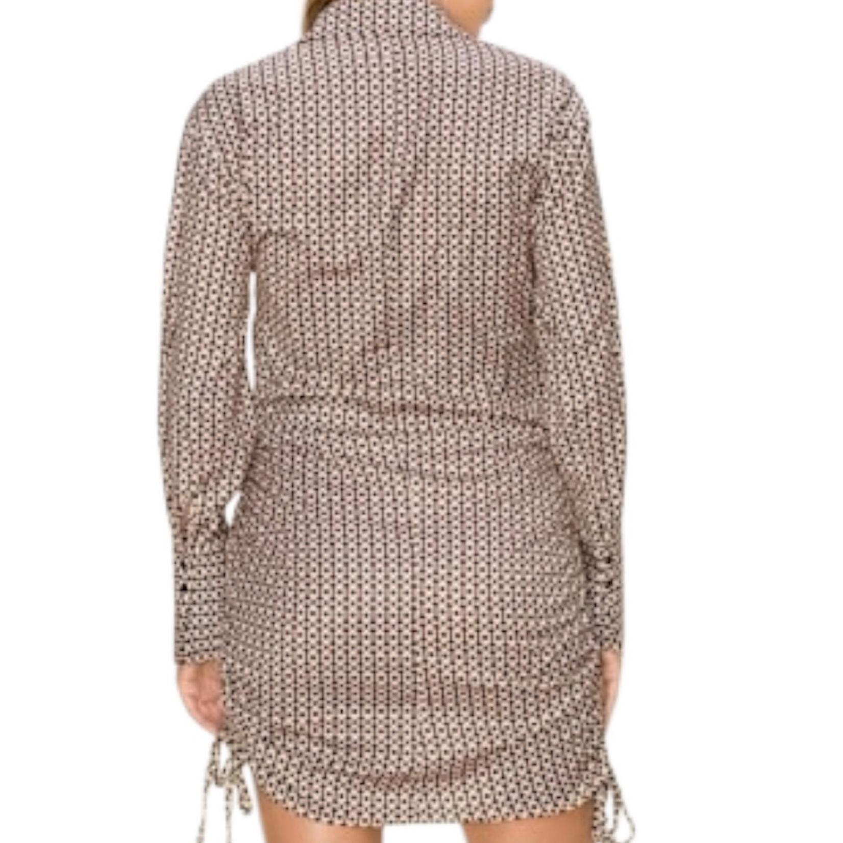 Brown Geometric Print Shirt Dress