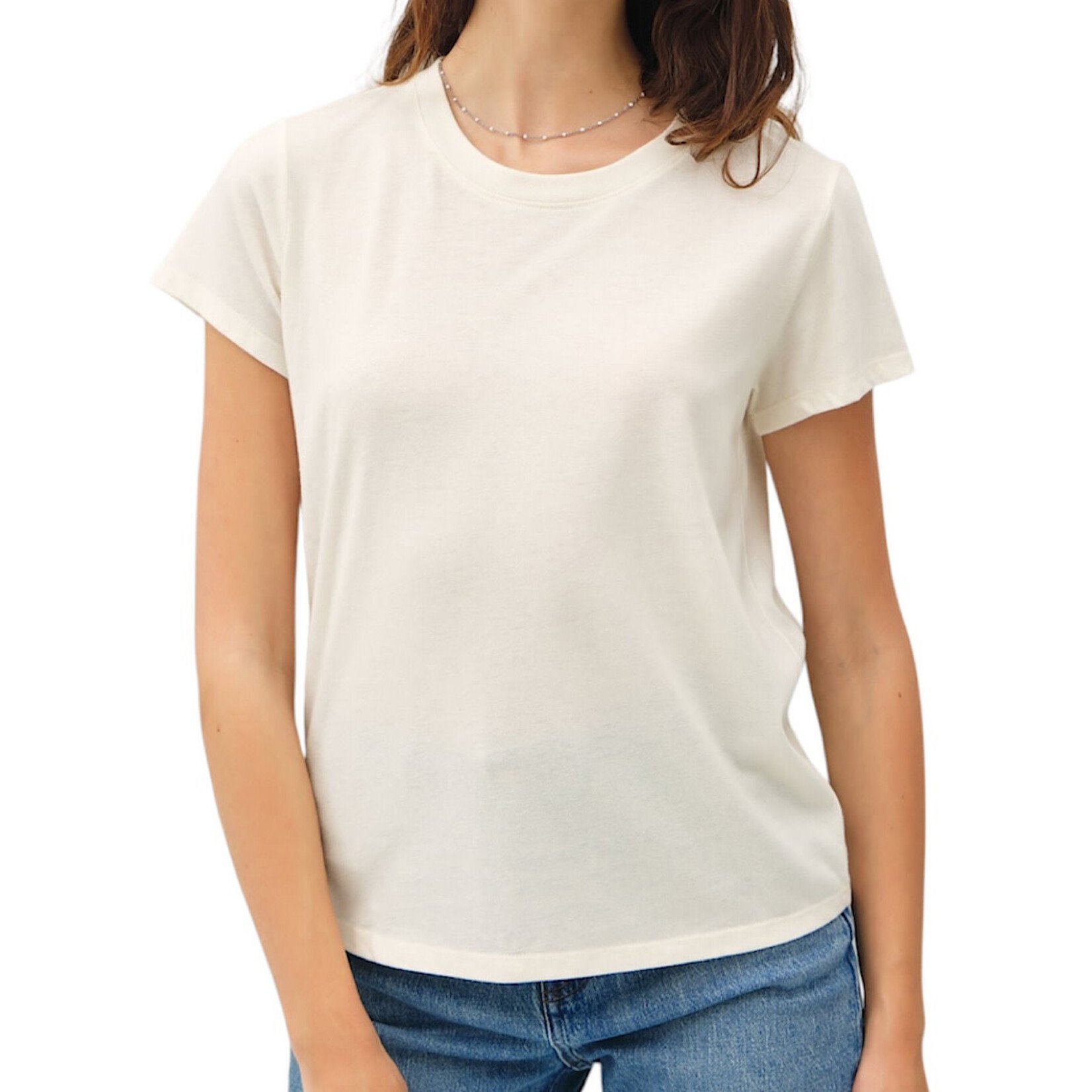 Cotton Colored Ultra Soft Slightly Cropped Basic Tee