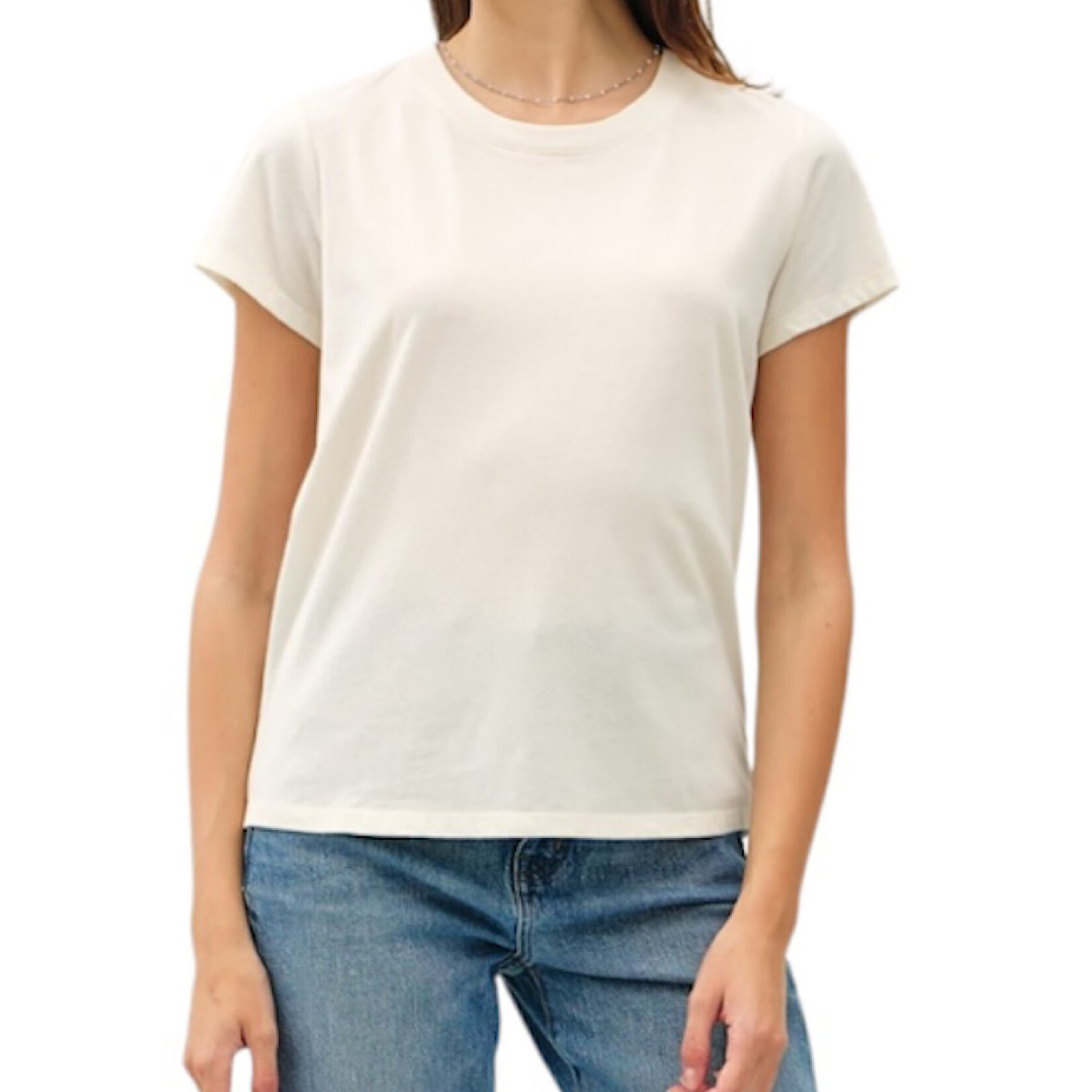 Cotton Colored Ultra Soft Slightly Cropped Basic Tee