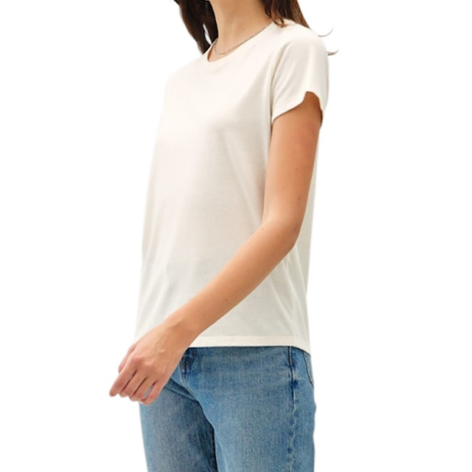 Cotton Colored Ultra Soft Slightly Cropped Basic Tee