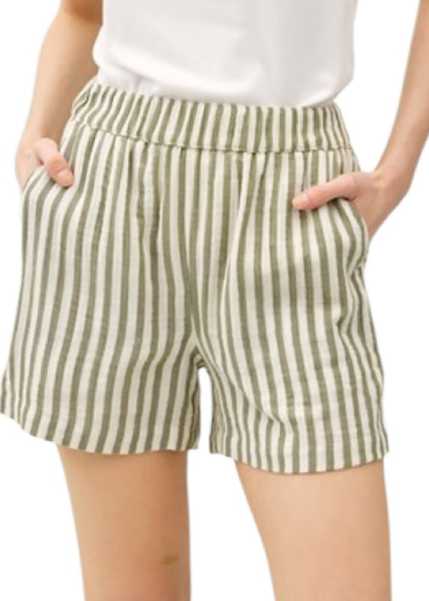Chive Striped Gauze Short with Pockets