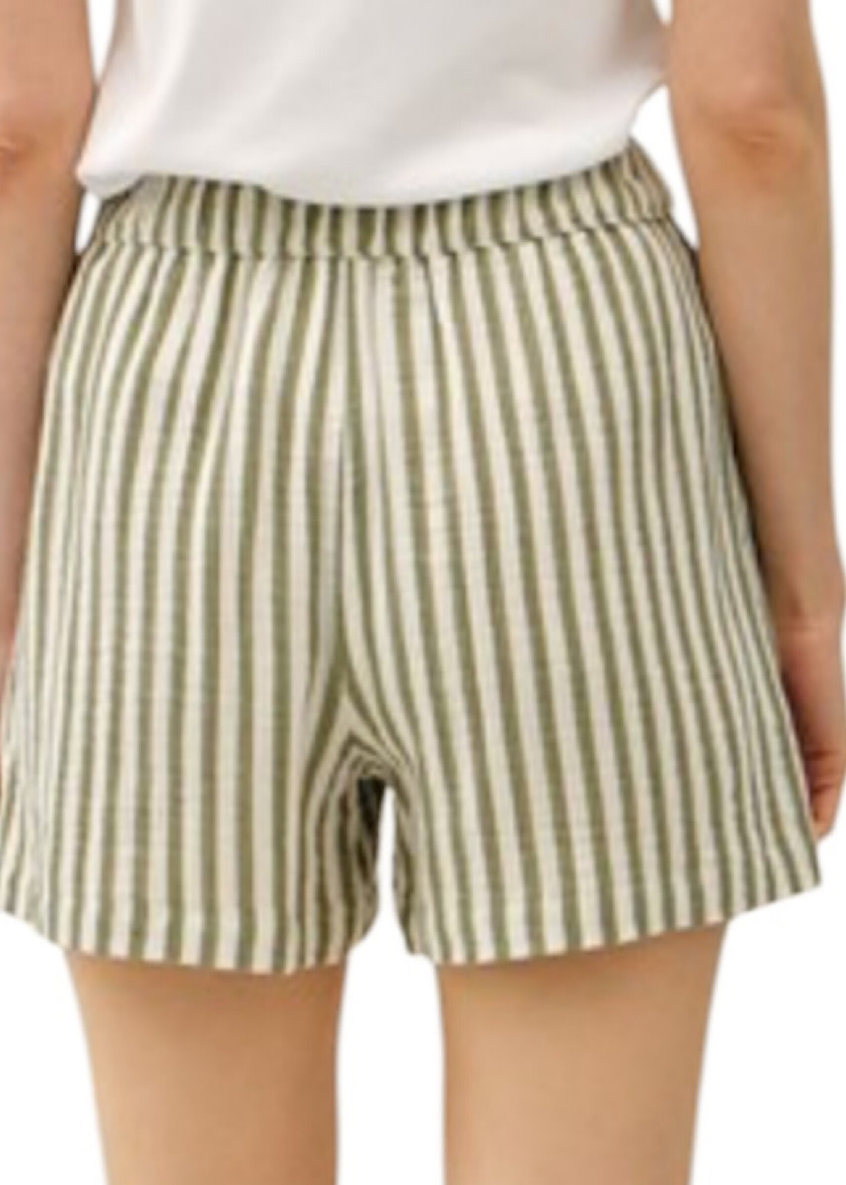 Chive Striped Gauze Short with Pockets