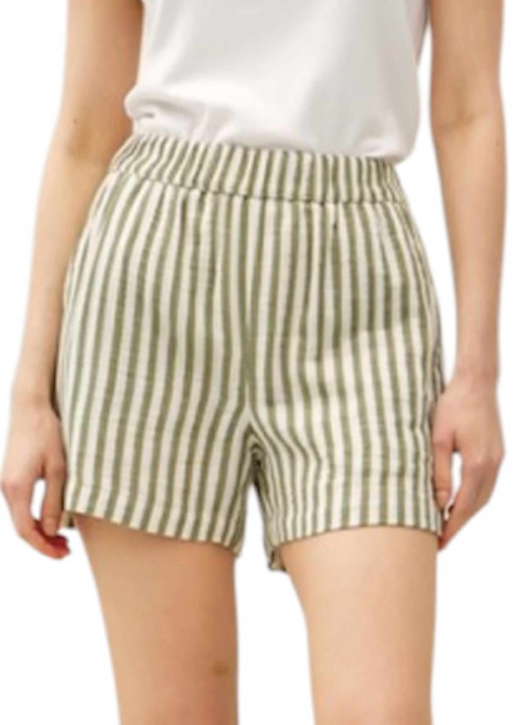 Chive Striped Gauze Short with Pockets