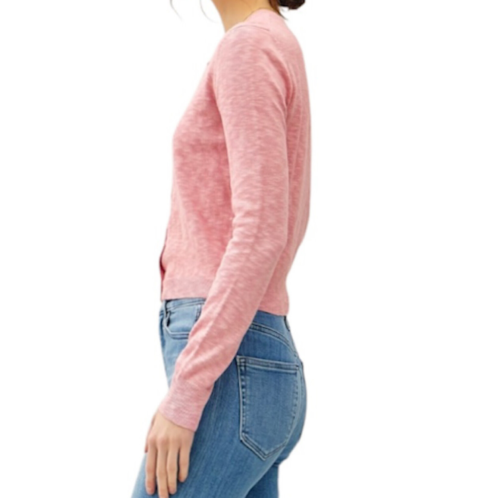 Rose Cotton Slub Button Up Cardigan