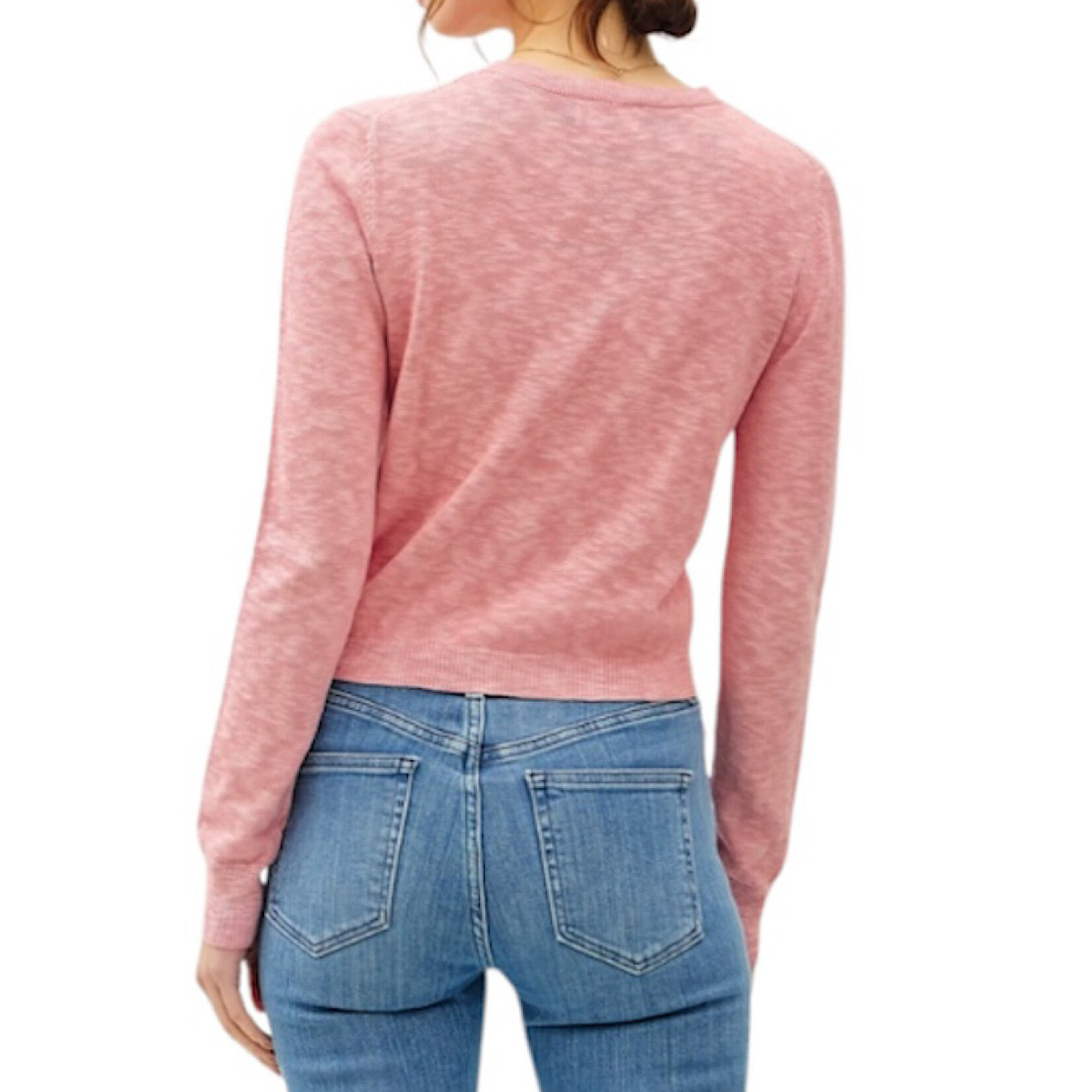 Rose Cotton Slub Button Up Cardigan