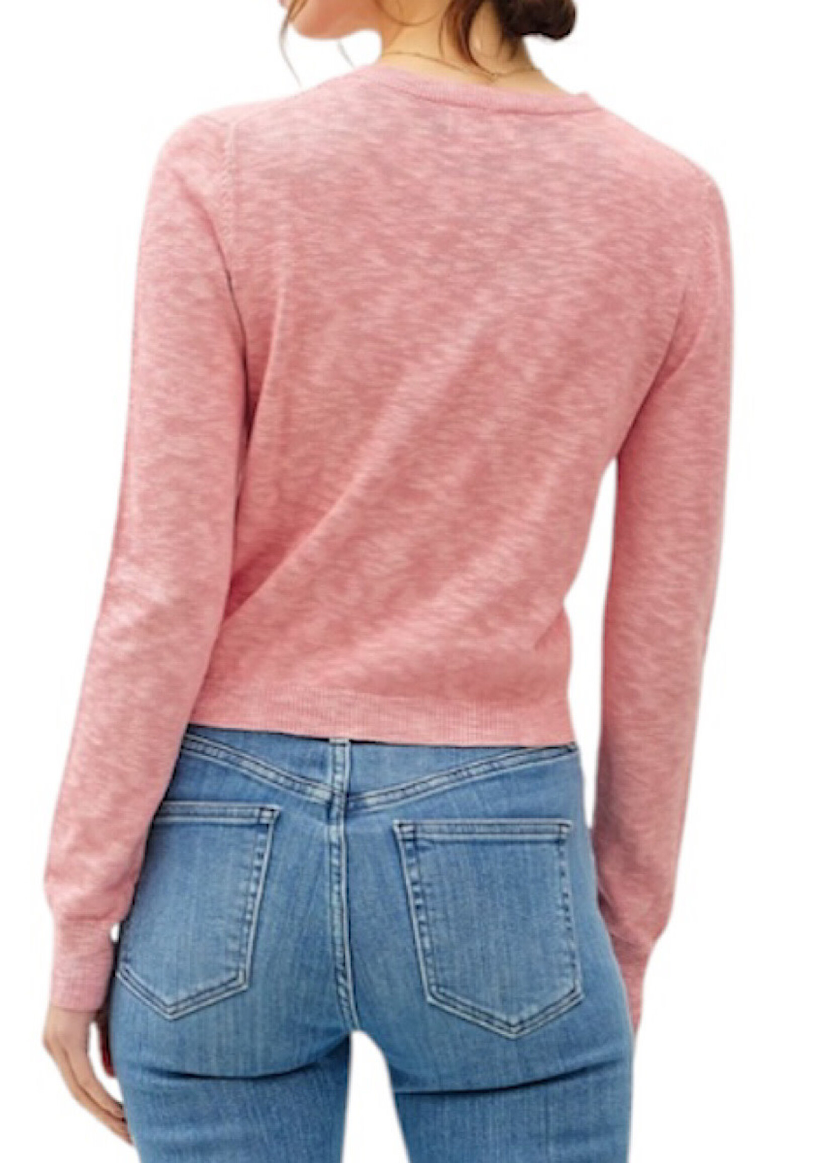 Rose Cotton Slub Button Up Cardigan