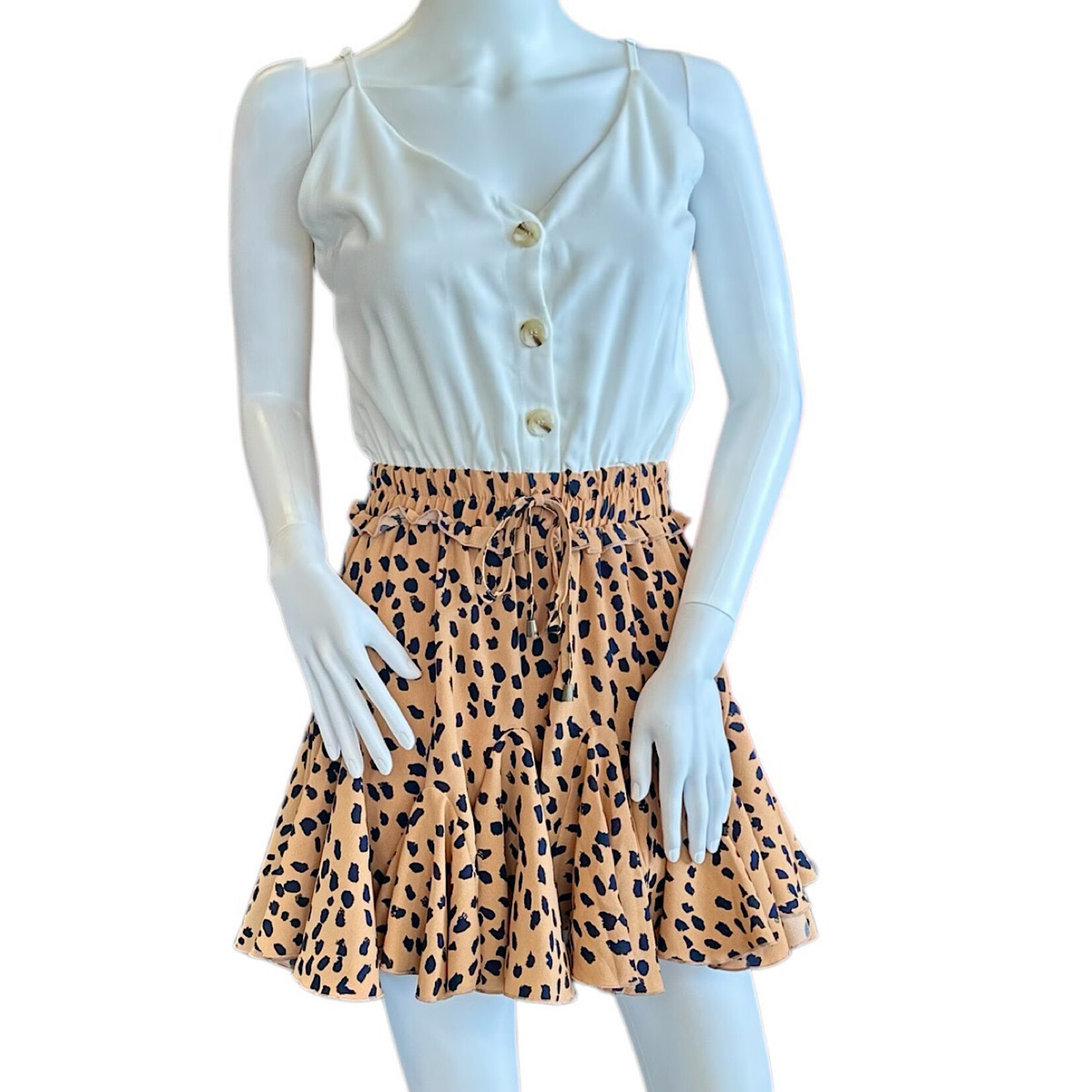 White Cami Leopard Romper Small