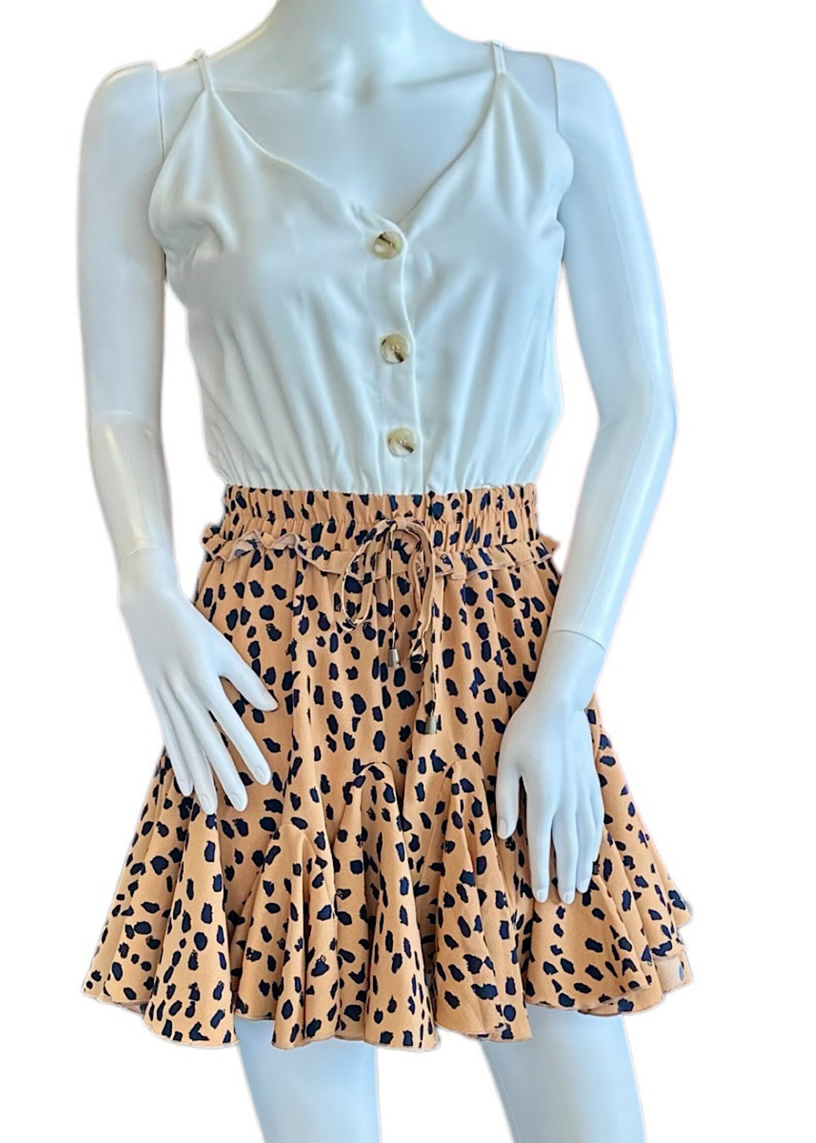 White Cami Leopard Romper Small
