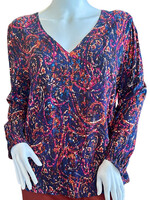 Batik Paisley 3/4 Sleeve V Neck Small Top