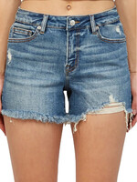 Mica Denim MICA MDP-H3056 Oxford Blue Mid Rise Classic Leg Shorts