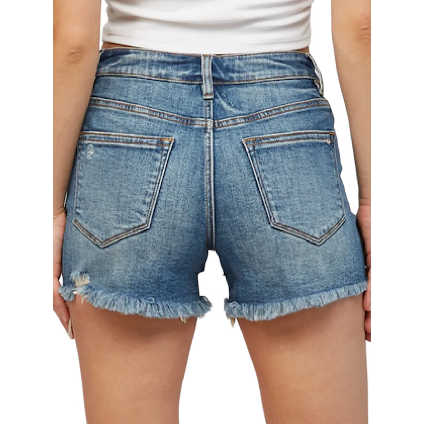 Mica Denim MICA MDP-H3056 Oxford Blue Mid Rise Classic Leg Shorts