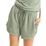 Sage Green Elastic Waist Loose Fit Sweat Shorts