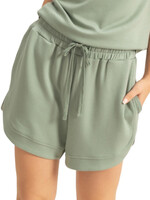 Sage Green Elastic Waist Loose Fit Sweat Shorts