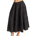 Black Double Gauze H/W Tiered Maxi Skirt