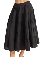 Black Double Gauze H/W Tiered Maxi Skirt