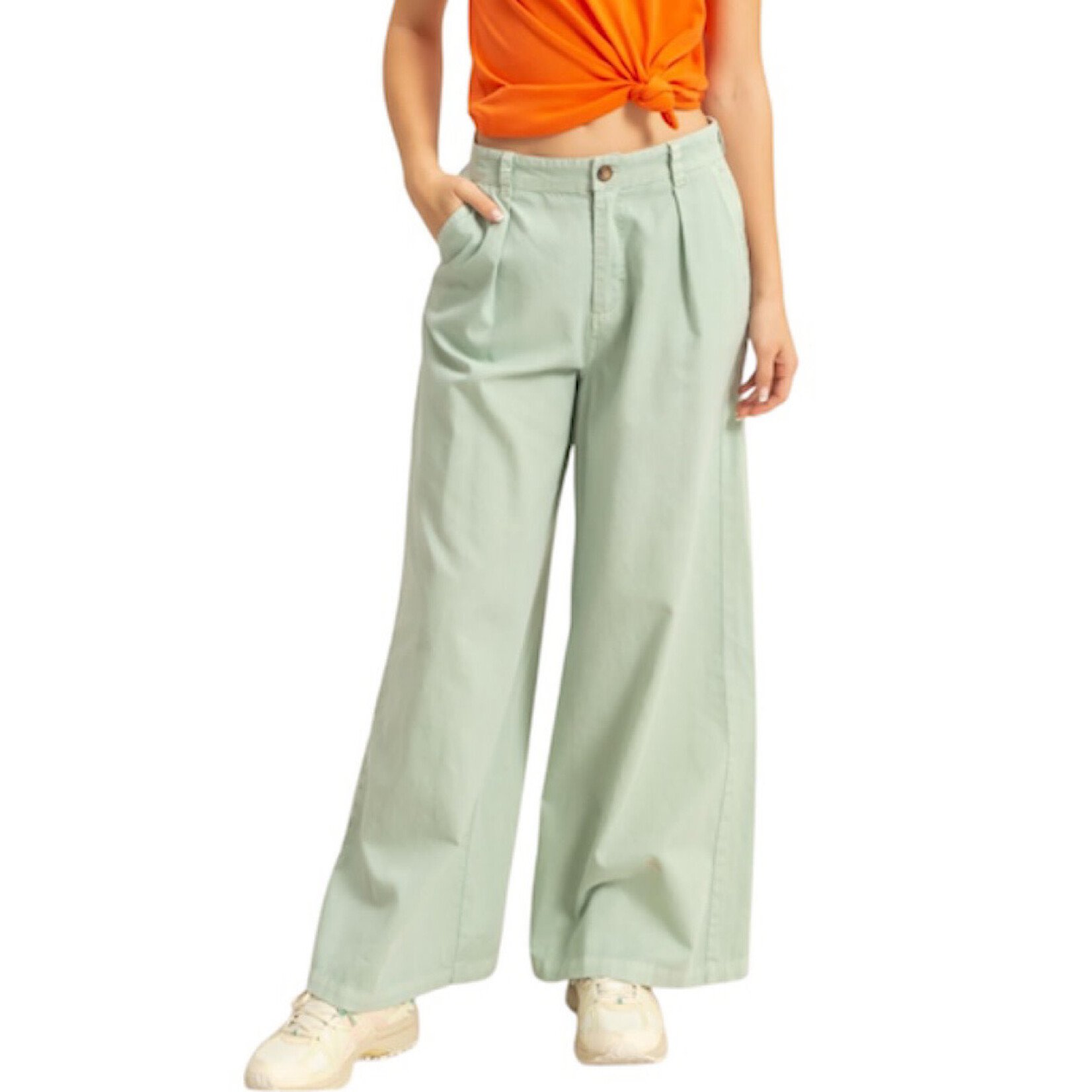 Mint High Waist Basic Wide Leg Pants