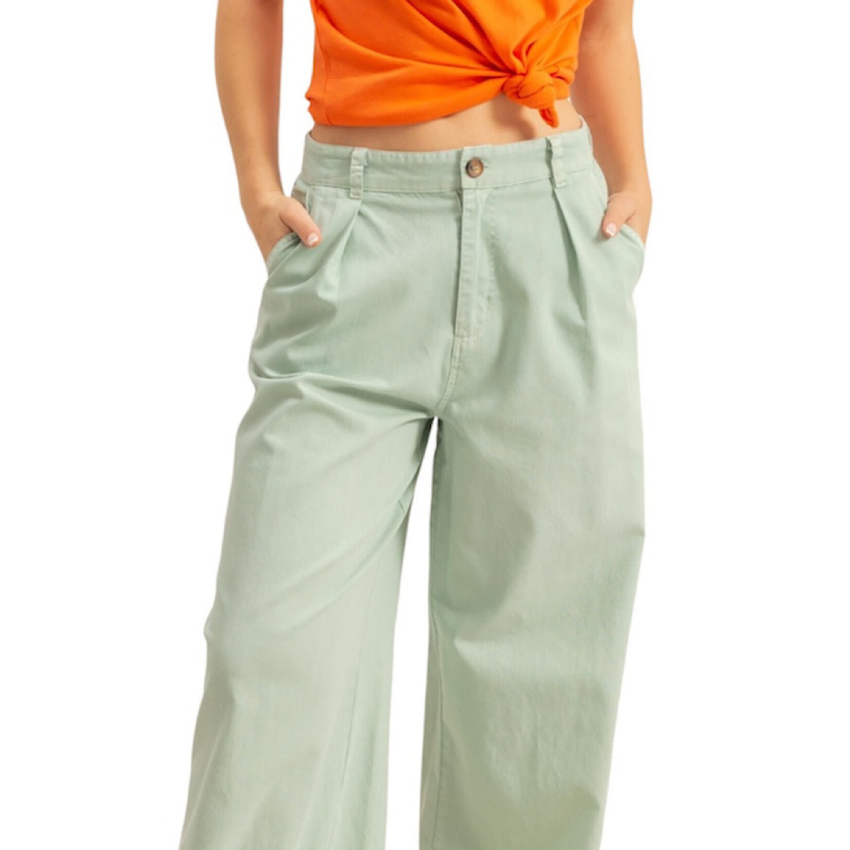 Mint High Waist Basic Wide Leg Pants