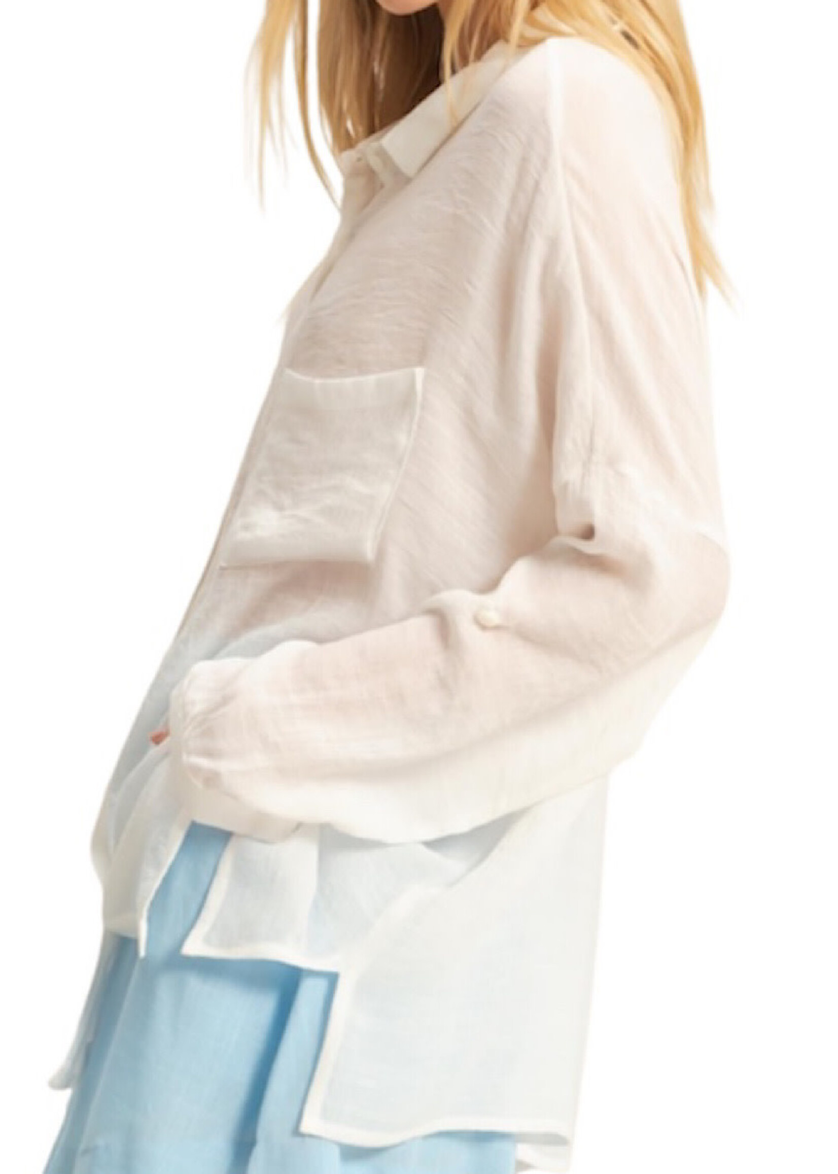 White Button Up Oversized Shirt with Roll Up Sleeves