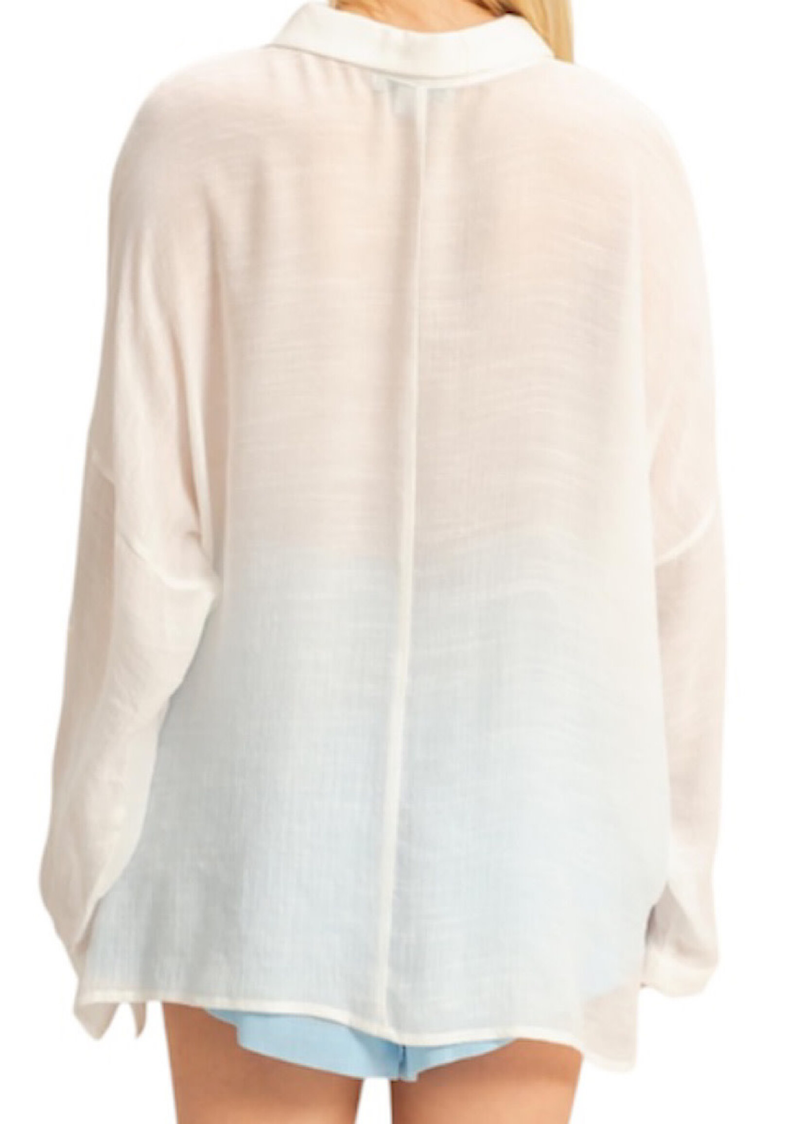 White Button Up Oversized Shirt with Roll Up Sleeves